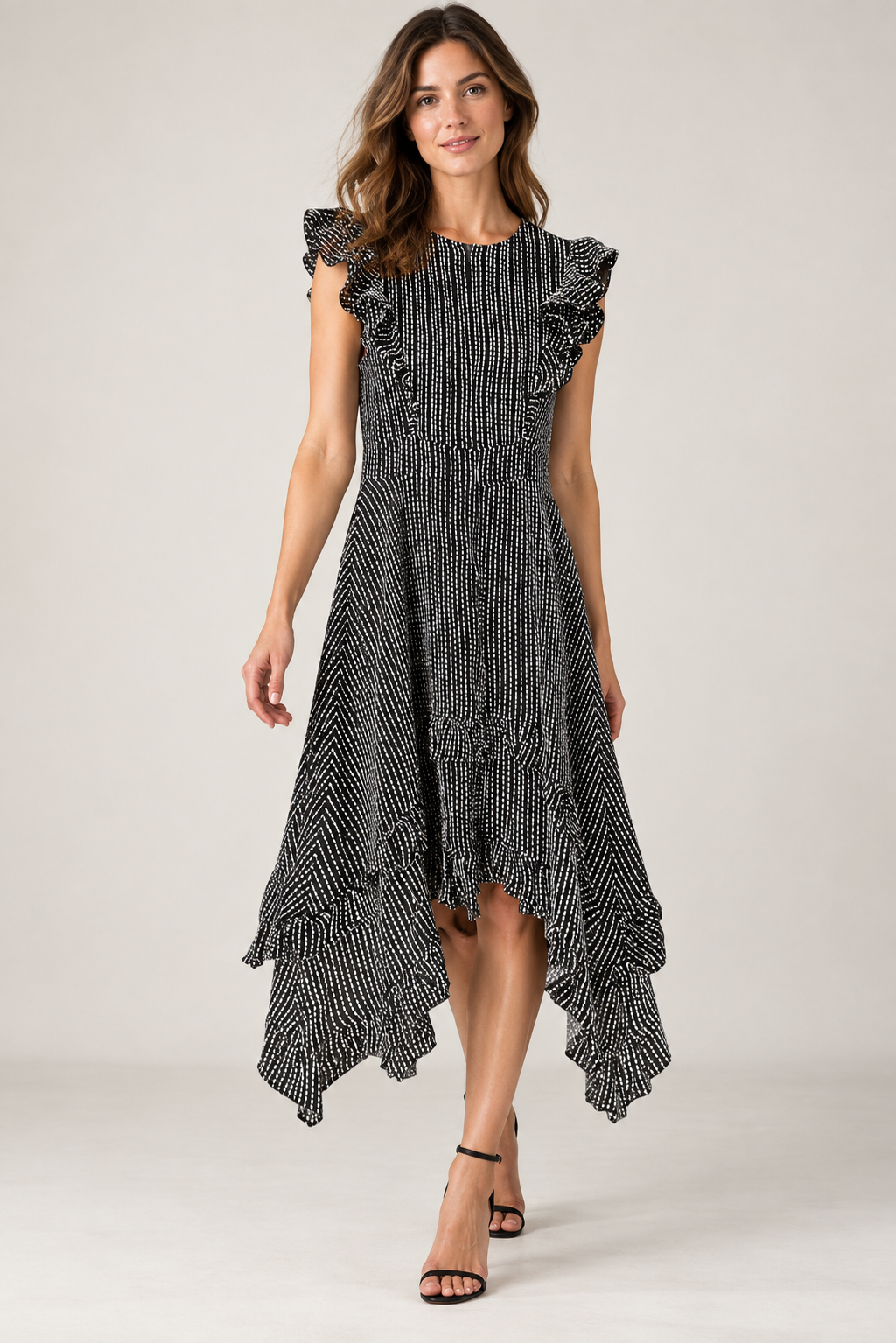 AllSaints Midikleid, schwarz/weiss, Grösse EU 42 (UK 14 / US 10)