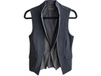 rag & bone Longline Weste • Schwarz • Lederbesatz • Made in USA • Gr. 8 (M)
