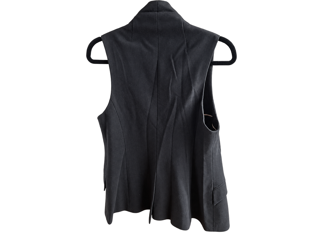 rag & bone Longline Weste • Schwarz • Lederbesatz • Made in USA • Gr. 8 (M)