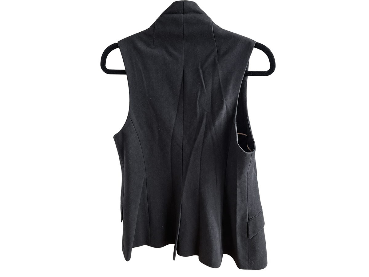 rag & bone Longline Weste • Schwarz • Lederbesatz • Made in USA • Gr. 8 (M)