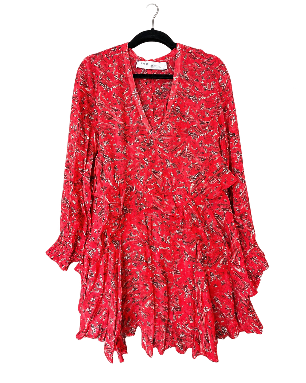 IRO Paris Kleid • Modell Beaumont • Rot Floral • Langarm • Gr. 40