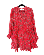 IRO Paris Kleid • Modell Beaumont • Rot Floral • Langarm • Gr. 40