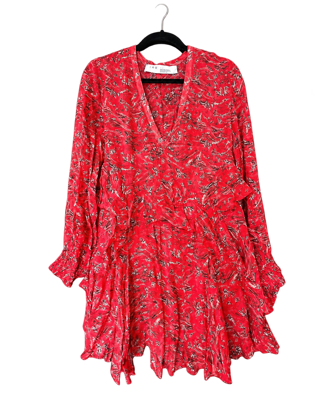 IRO Paris Kleid • Modell Beaumont • Rot Floral • Langarm • Gr. 40
