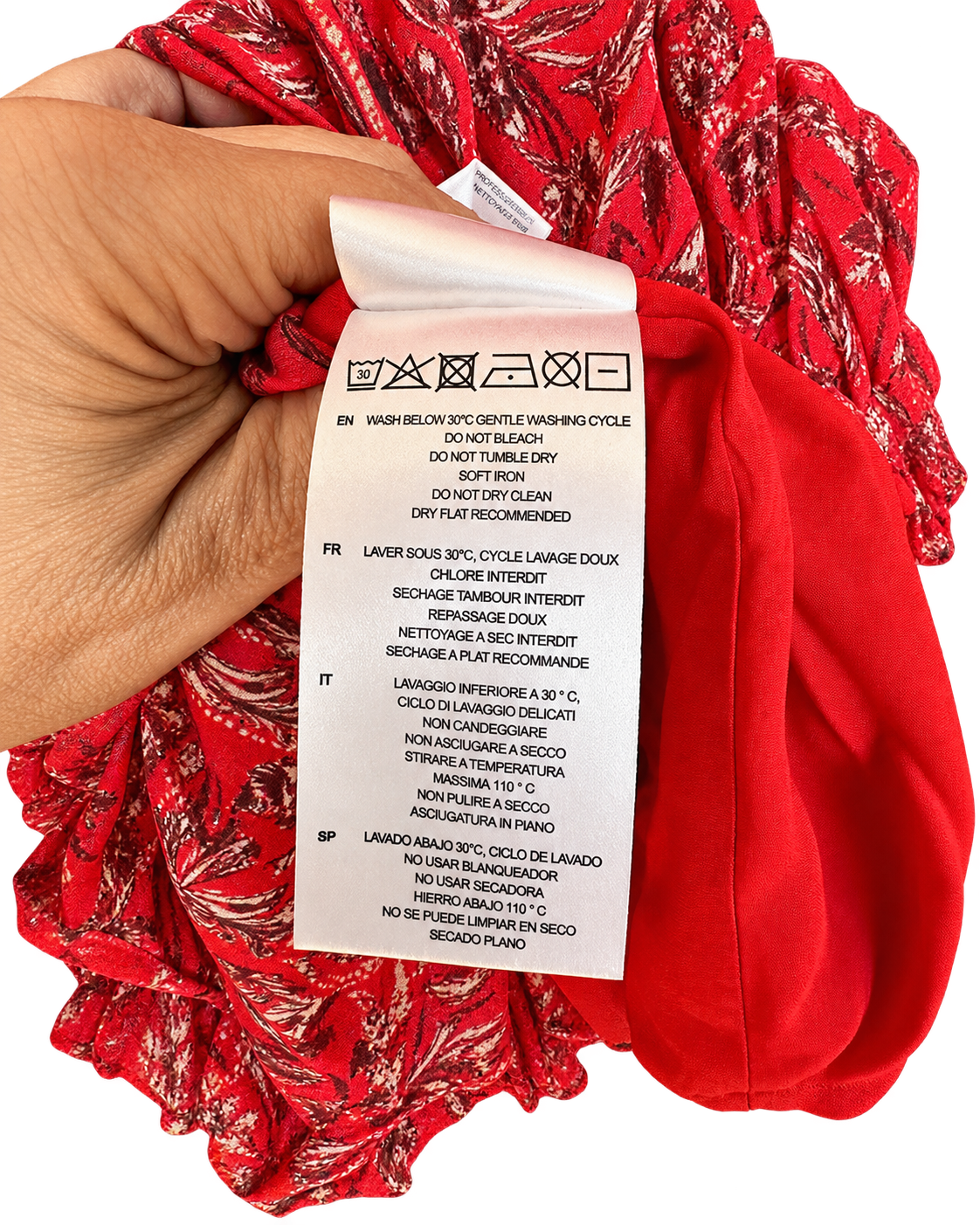 IRO Paris Kleid • Modell Beaumont • Rot Floral • Langarm • Gr. 40