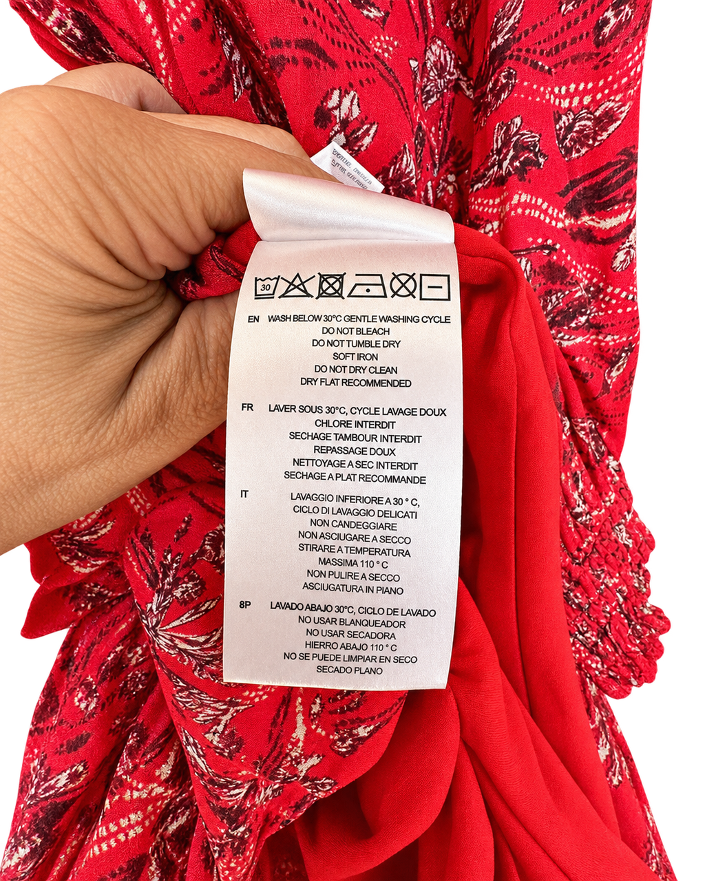 IRO Paris Kleid • Modell Beaumont • Rot Floral • Langarm • Gr. 40