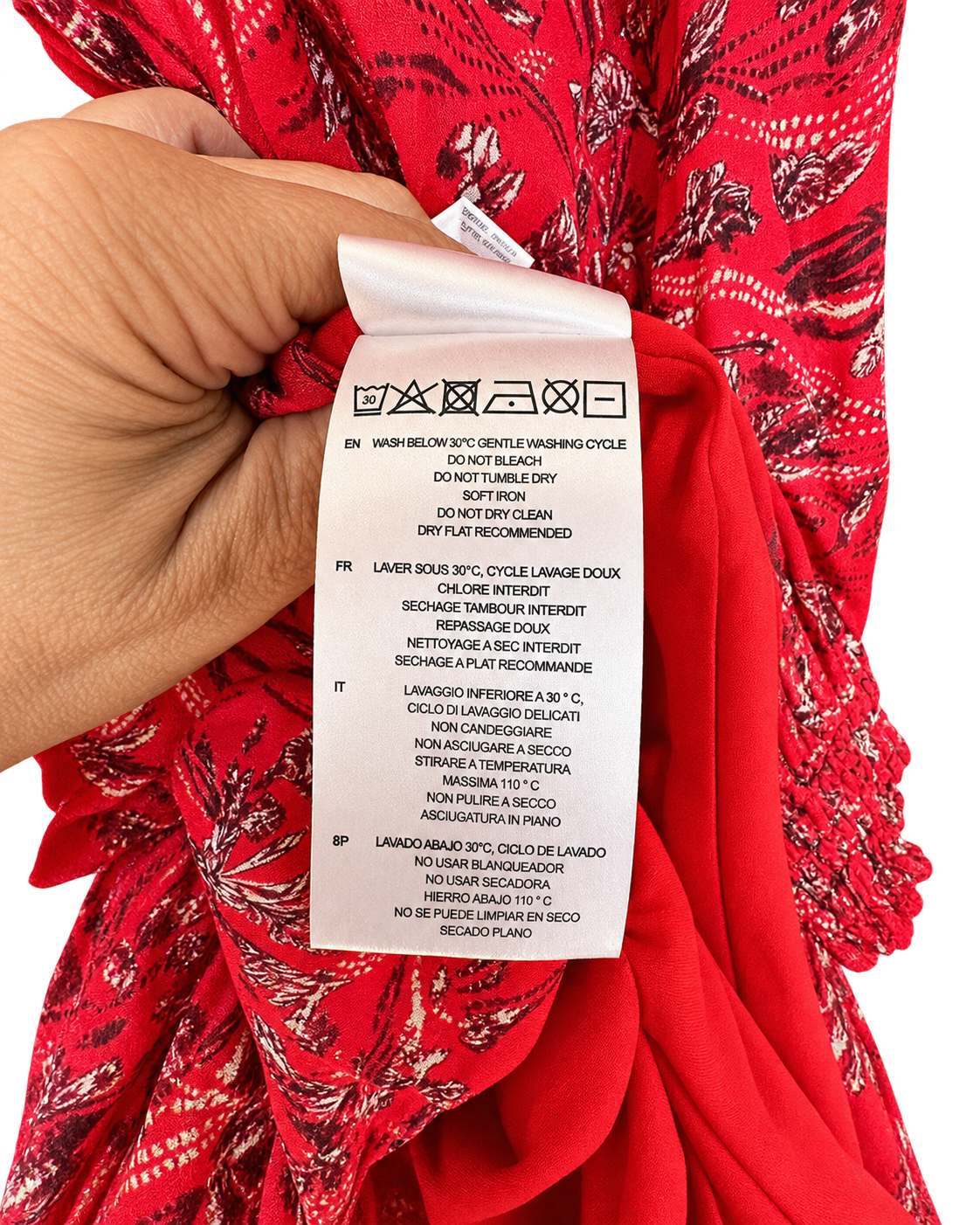 IRO Paris Kleid • Modell Beaumont • Rot Floral • Langarm • Gr. 40