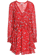 IRO Paris Kleid • Modell Beaumont • Rot Floral • Langarm • Gr. 40