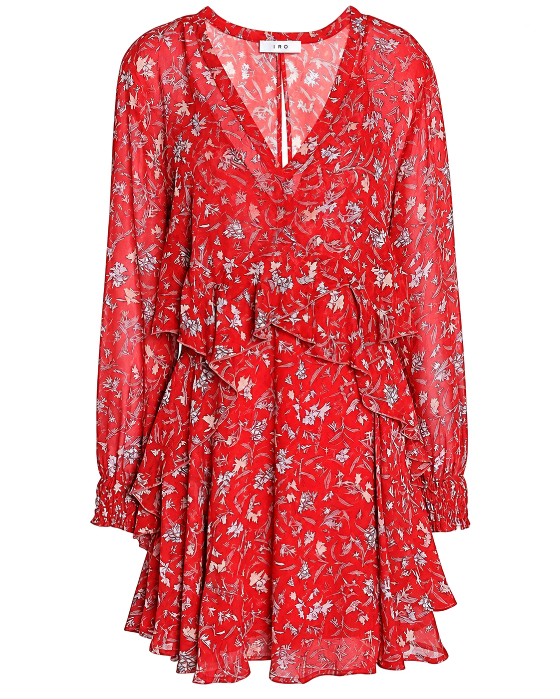 IRO Paris Kleid • Modell Beaumont • Rot Floral • Langarm • Gr. 40