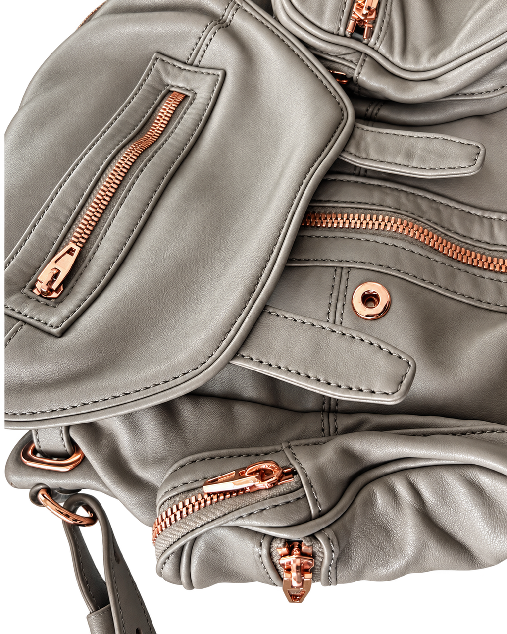 Alexander Wang Marti Rucksack – Graues Leder mit Roségold-Beschlägen
