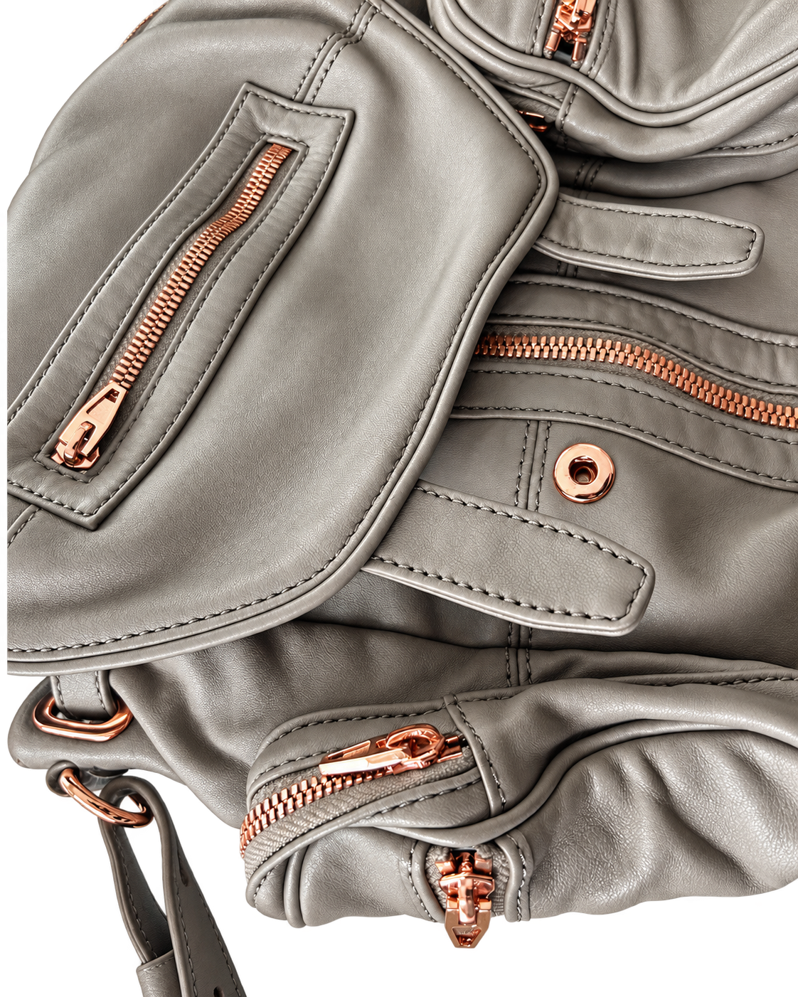 Alexander Wang Marti Rucksack – Graues Leder mit Roségold-Beschlägen