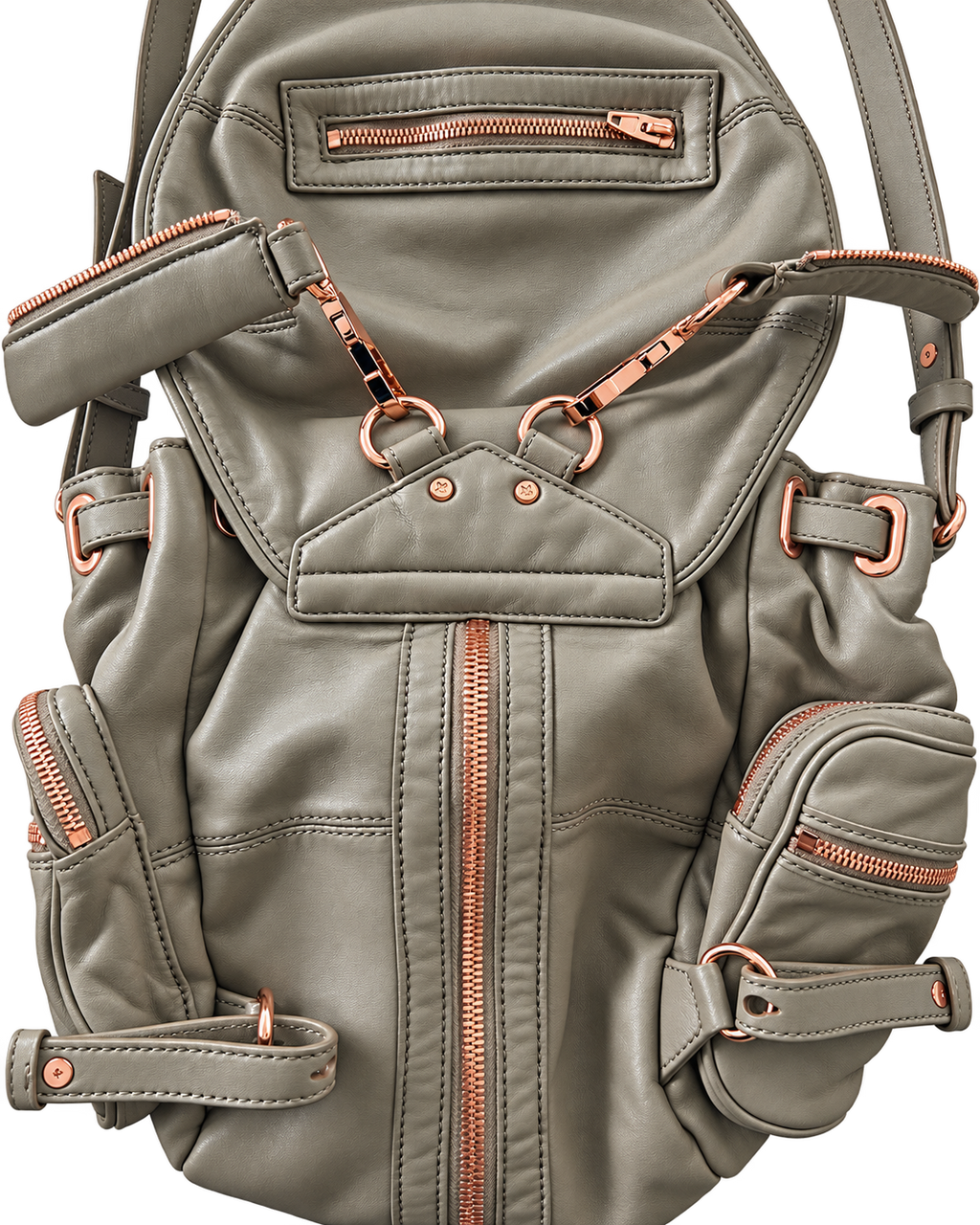 Alexander Wang Marti Rucksack – Graues Leder mit Roségold-Beschlägen