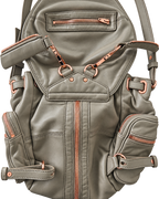 Alexander Wang Marti Rucksack – Graues Leder mit Roségold-Beschlägen