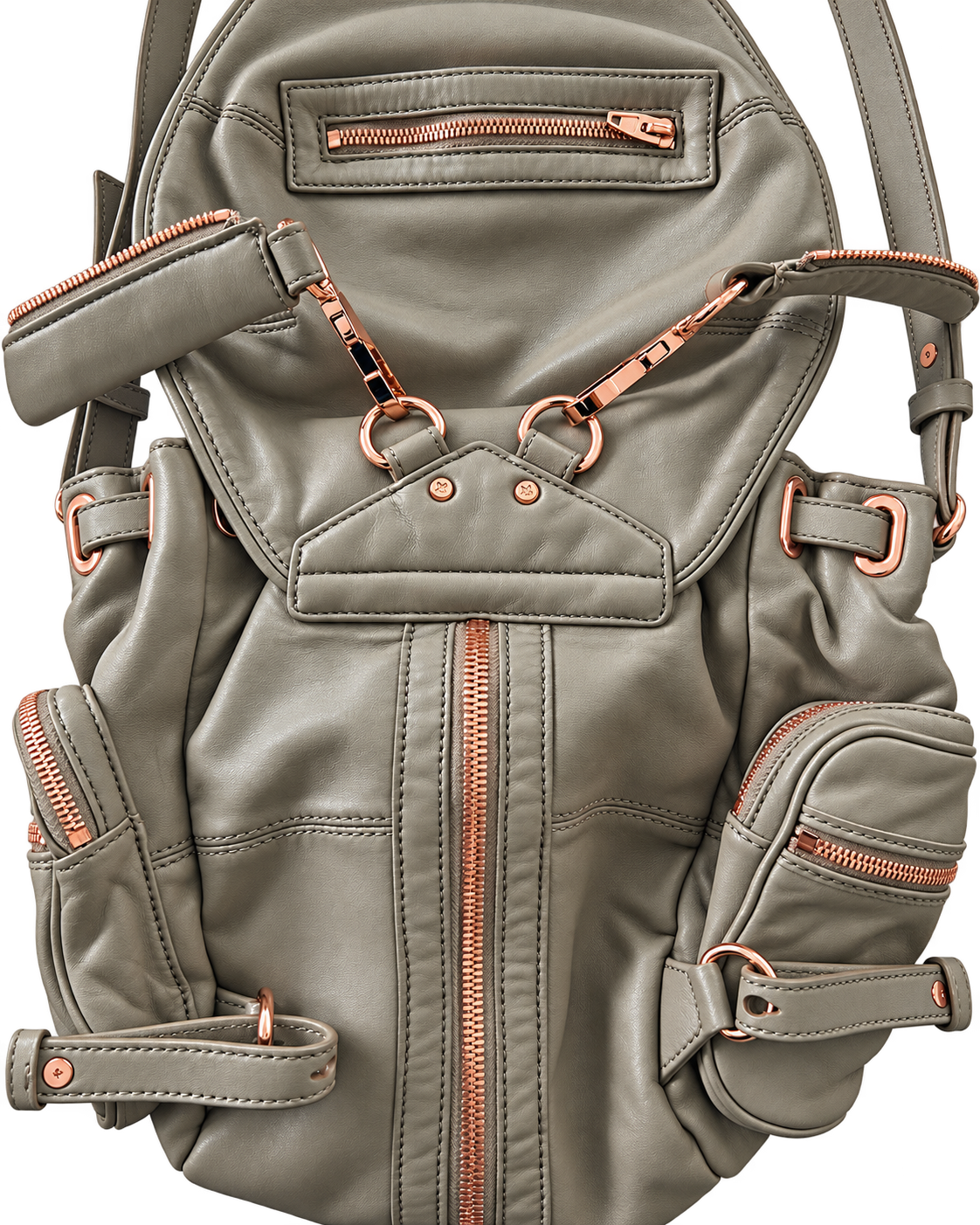 Alexander Wang Marti Rucksack – Graues Leder mit Roségold-Beschlägen