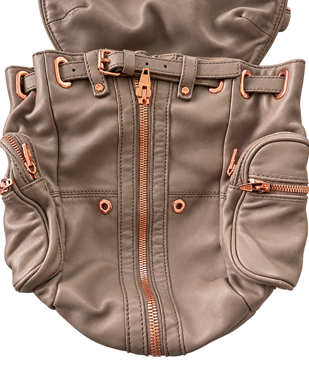 Alexander Wang Marti Rucksack – Graues Leder mit Roségold-Beschlägen