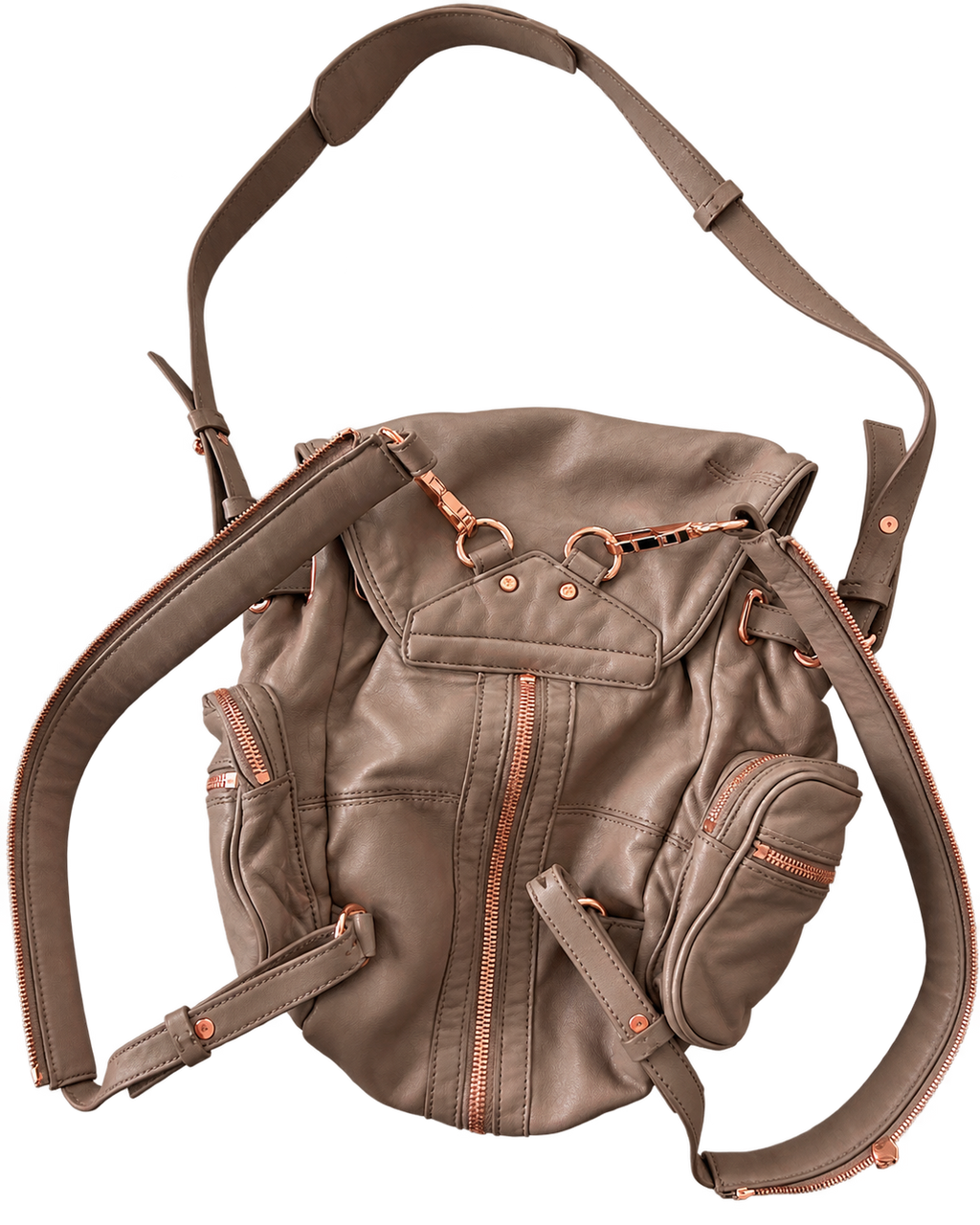Alexander Wang Marti Rucksack – Graues Leder mit Roségold-Beschlägen