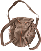 Alexander Wang Marti Rucksack – Graues Leder mit Roségold-Beschlägen