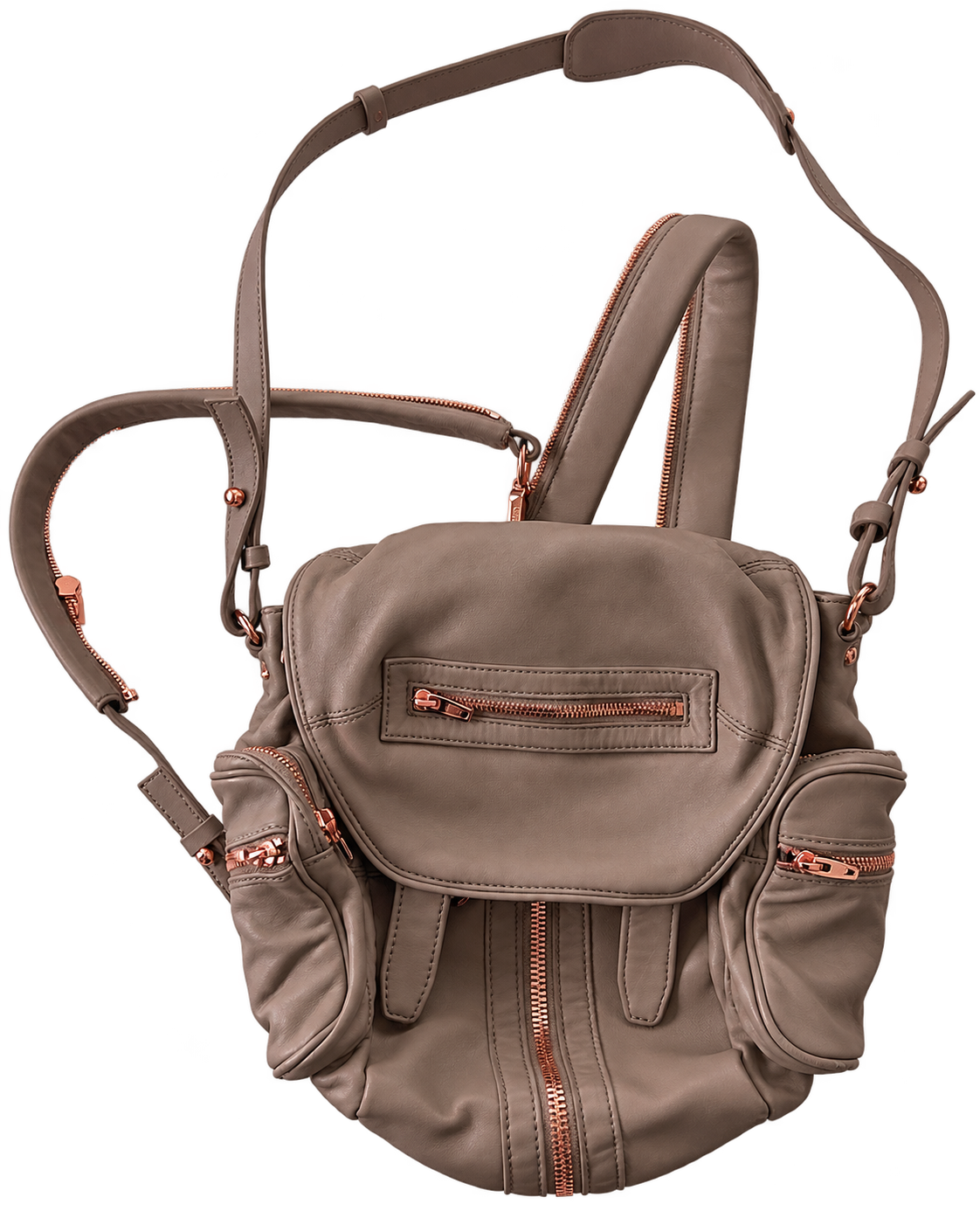 Alexander Wang Marti Rucksack – Graues Leder mit Roségold-Beschlägen
