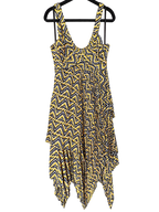 A.L.C. Sommerkleid • Zickzack-Print • Asymmetrischer Saum • Gr. 10 US (EU 40)
