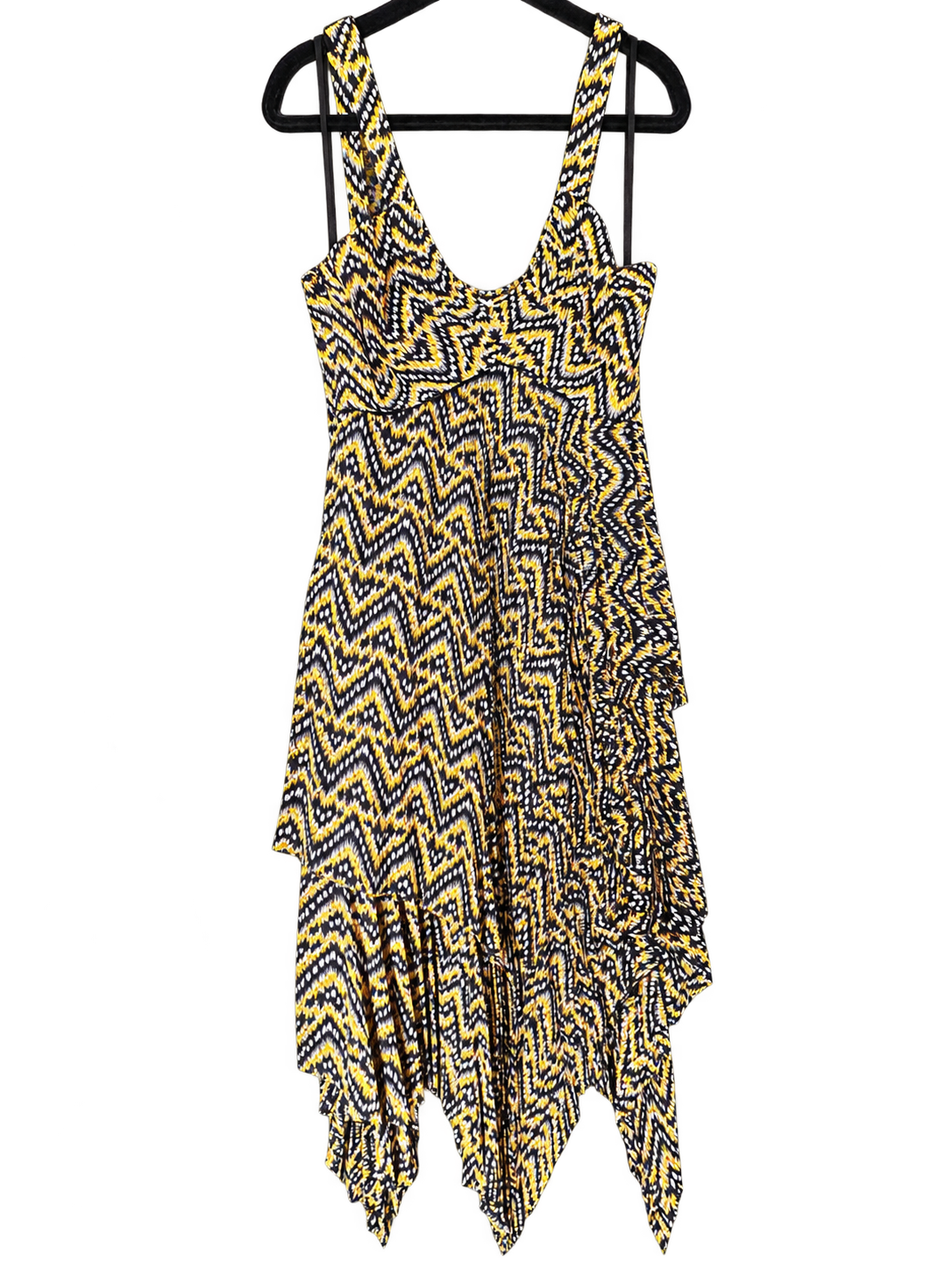 A.L.C. Sommerkleid • Zickzack-Print • Asymmetrischer Saum • Gr. 10 US (EU 40)