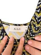 A.L.C. Sommerkleid • Zickzack-Print • Asymmetrischer Saum • Gr. 10 US (EU 40)
