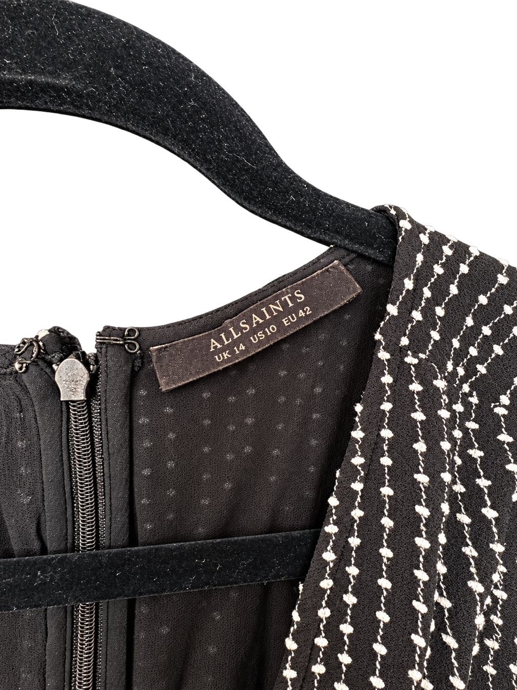 AllSaints Midikleid, schwarz/weiss, Grösse EU 42 (UK 14 / US 10)