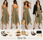 A.L.C. Sommerkleid • Zickzack-Print • Asymmetrischer Saum • Gr. 10 US (EU 40)