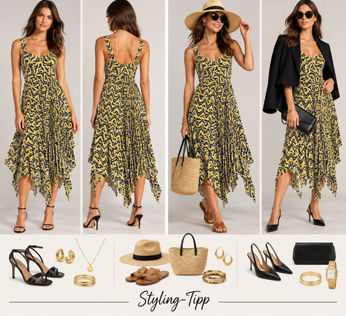 A.L.C. Sommerkleid • Zickzack-Print • Asymmetrischer Saum • Gr. 10 US (EU 40)